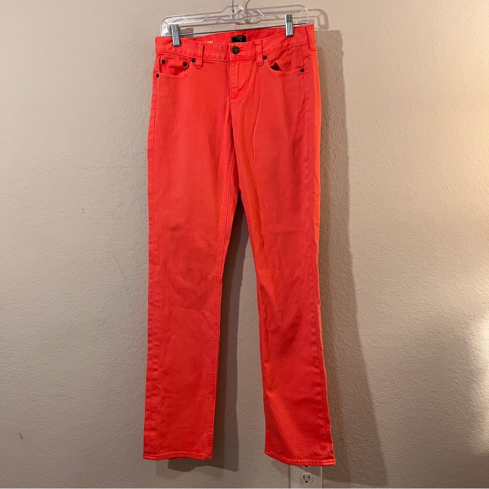 J.Crew Matchstick Jeans Coral Pink Stretch Straight Leg Size 27